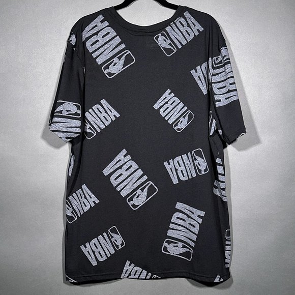 NWOT NBA Basketball T Shirt With NBA Logo All Over Design On Both Sides Size 1X - Picture 11 of 13